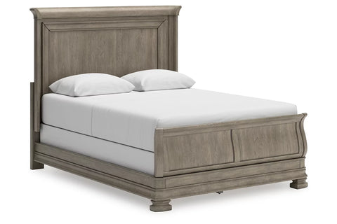 Ashley Furniture Lexorne King Sleigh Bed in Light Gray