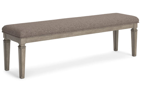 Ashley Furniture Lexorne 63" Upholstered Dining Bench in Gray