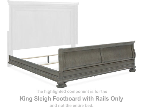 Ashley Furniture Lexorne King Sleigh Footboard with Rails in Light Gray