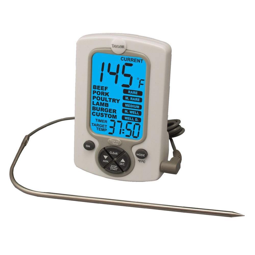 Oven Thermometer, With Meat Probe & Timer, Digital, Magnetic, 2 AAA