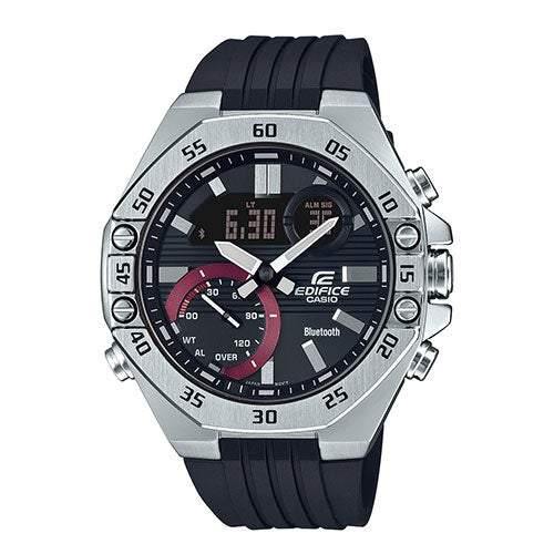 Casio Edifice Mobile Link Bluetooth Ana Digi Black Silver Watch Black Dial