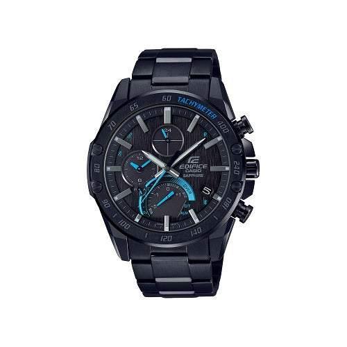 Casio Edifice Mobile Link Solar Black Ion Plated Watch Black Dial