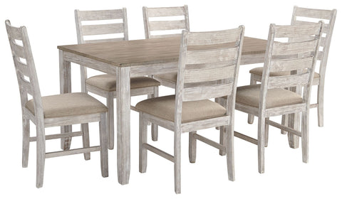 Skempton - White/Light Brown - Dining Room Table Set (7/CN)
