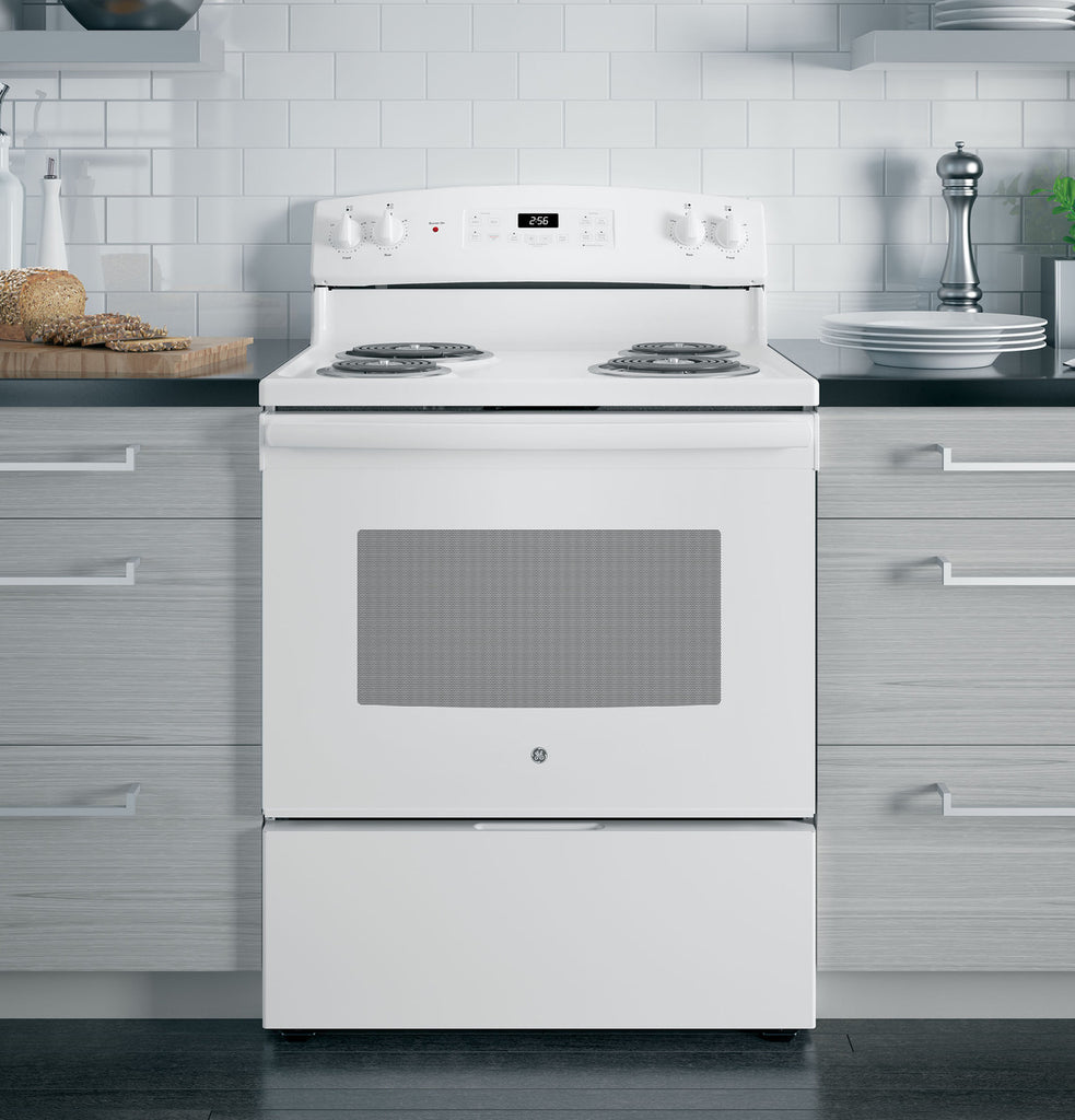 JB258DMWWGE GE® 30 Free-Standing Self-Clean Electric Range WHITE