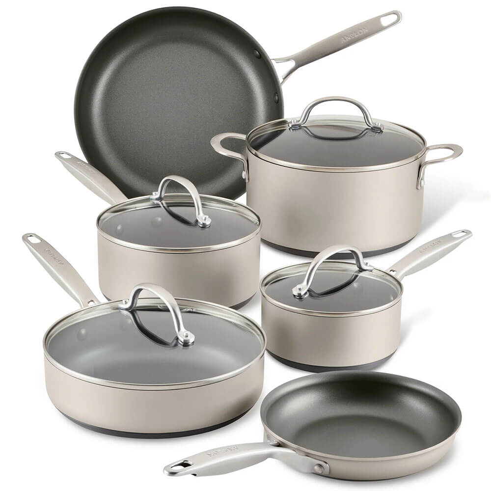 Anolon Achieve 10-Piece Hard-Anodized Nonstick Cookware Set in Silver