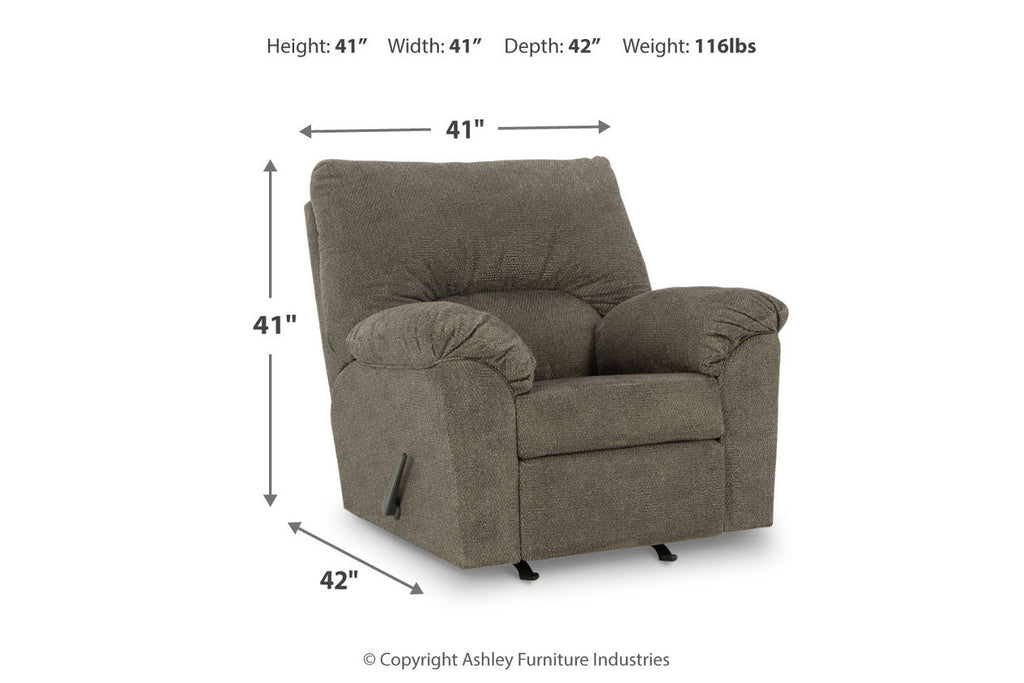 Ashley Furniture Norlou Manual Recliner in Flannel