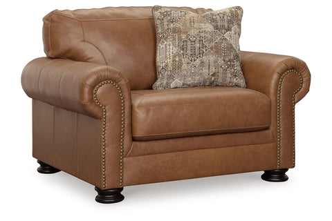 Ashley Furniture Carianna Oversized Leather Chair in Caramel