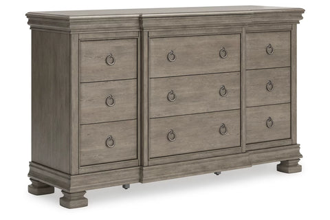 Ashley Furniture Lexorne 9 Drawer Dresser in Light Gray