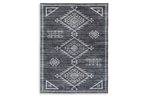 Ashley Furniture Arloman Washable 5' x 7' Rug in Black/Cream/Gray