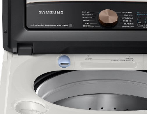 Samsung 5.5 Cu. Ft. Extra-Large Capacity Smart Top Load Washer with Super Speed Wash in Ivory
