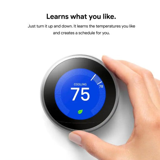 Google Nest 3rd Gen Learning Smart Thermostat Pro Version - Silver
