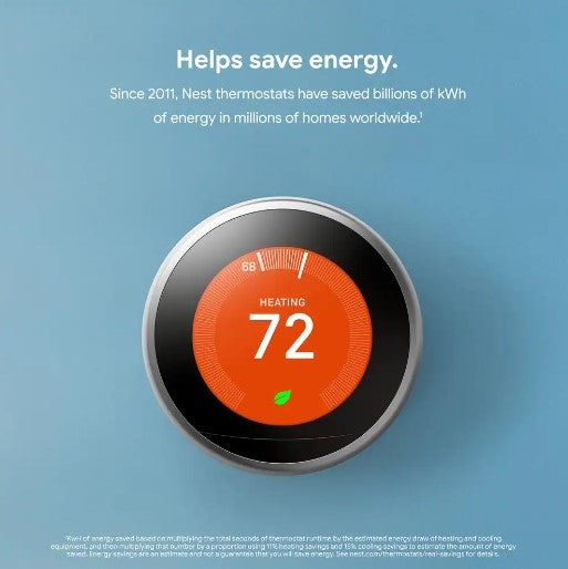 Google Nest 3rd Gen Learning Smart Thermostat Pro Version - Silver