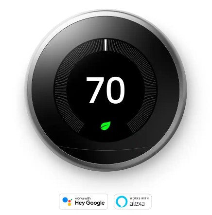 Google Nest Learning Smart Wi-Fi Thermostat - Stainless Steel