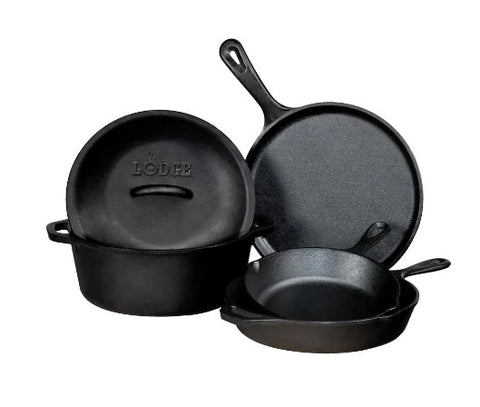 Lodge 5-Piece Cast Iron Cookware Set - Black