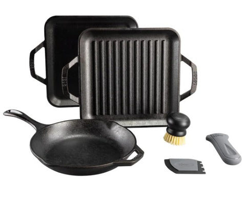 Lodge 6-Piece Cast Iron Chef Collection Gourmet Set - Black