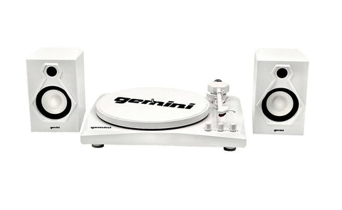 Gemini Vinyl Record Player With Bluetooth and Dual Stereo Speakers - White