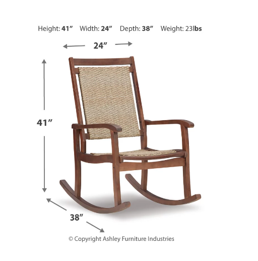 Ashley Furniture Emani Rocking Chair Brown Natural Smart Neighbor