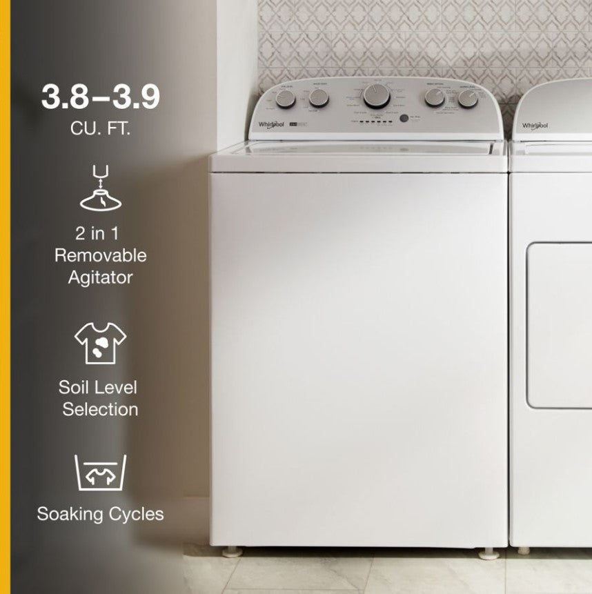 Whirlpool 3.8 Cu. ft. Top Load Washer with Soaking Cycles, 12 Cycles (White)