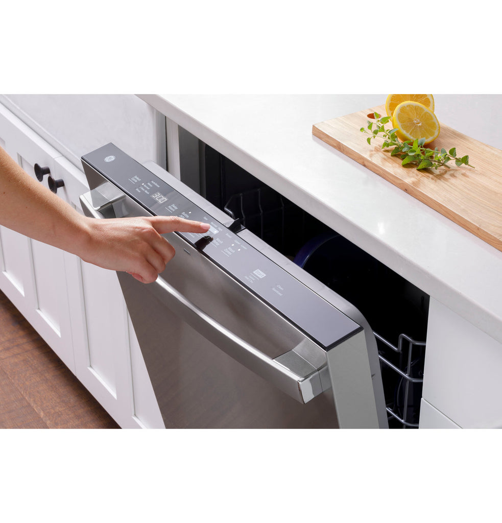 GE® Top Control with Plastic Interior Dishwasher with Sanitize Cycle & Dry Boost in Fingerprint Resistant Stainless Steel