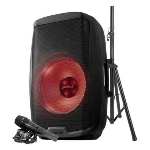 Gemini 2000W 15" Active Multi-LED Bluetooth Loudspeaker with Stand
