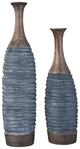 BLAYZE - Antique Gray/Brown - Vase Set (2/CN)