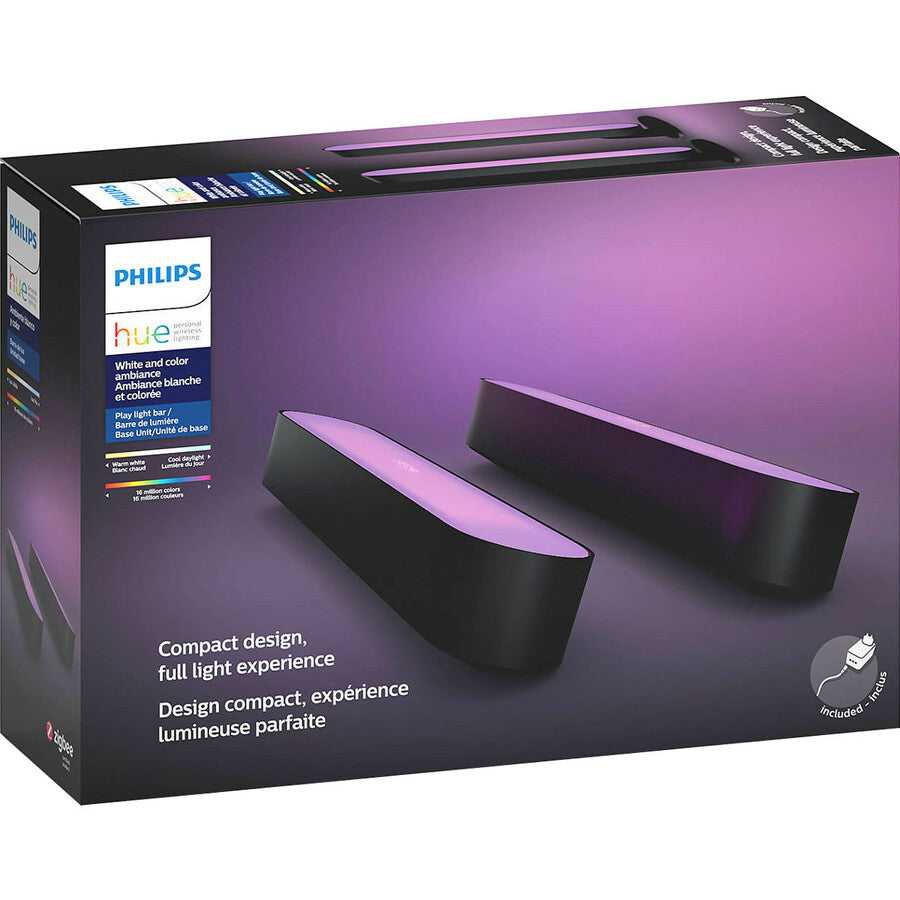 Philips Hue White And Color Ambiance Play Light Bar Double Pack Undercabinet Mountable - Black, Cool White, Warm White