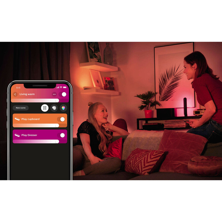 Philips Hue White And Color Ambiance Play Light Bar Double Pack Undercabinet Mountable - Black, Cool White, Warm White