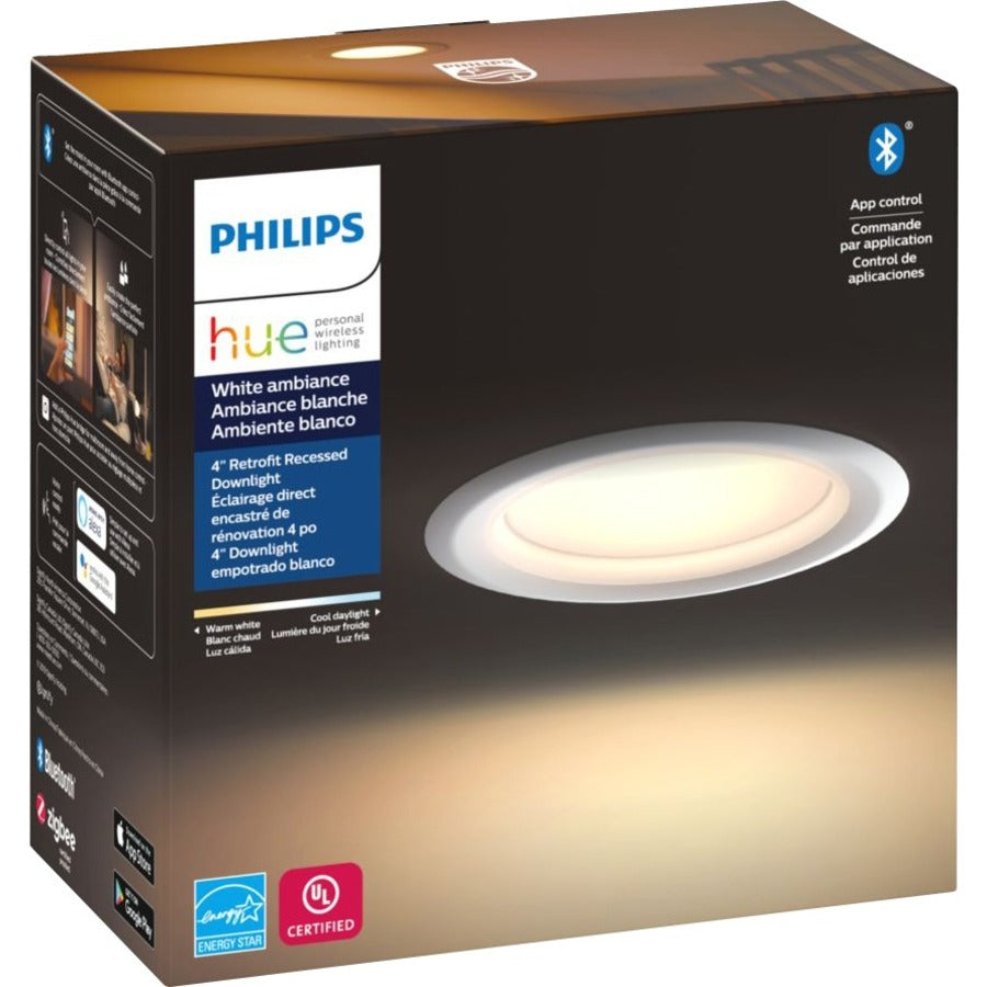 Philips Downlight 4 Inch Ceiling Mountable - White, Cool White, Warm - for Living Room, Bedroom Retrofit Recessed Downlight