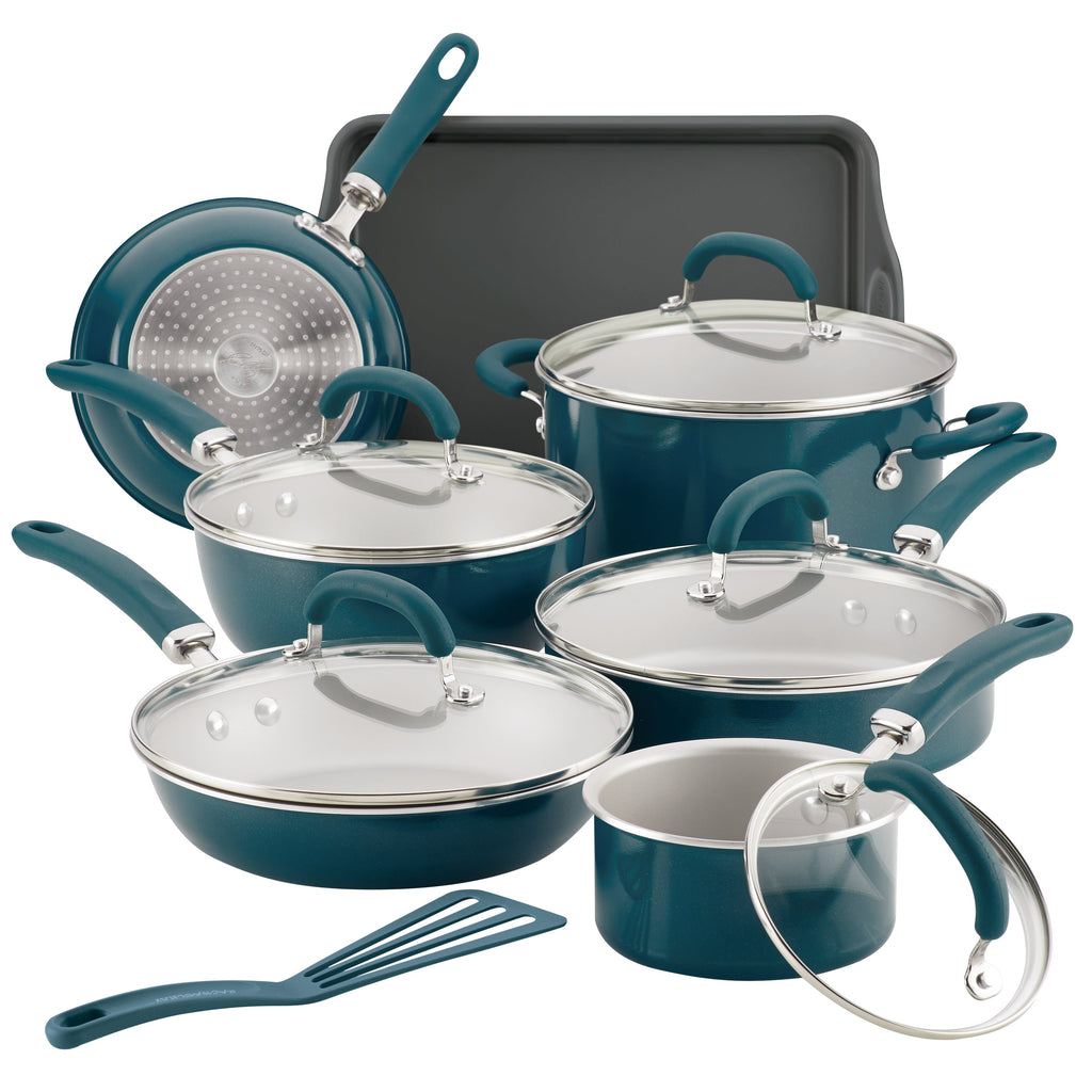 Rachael-Ray-Create-Delicious-13pc-Enameled-Aluminum-Cookware-Teal-Shimmer