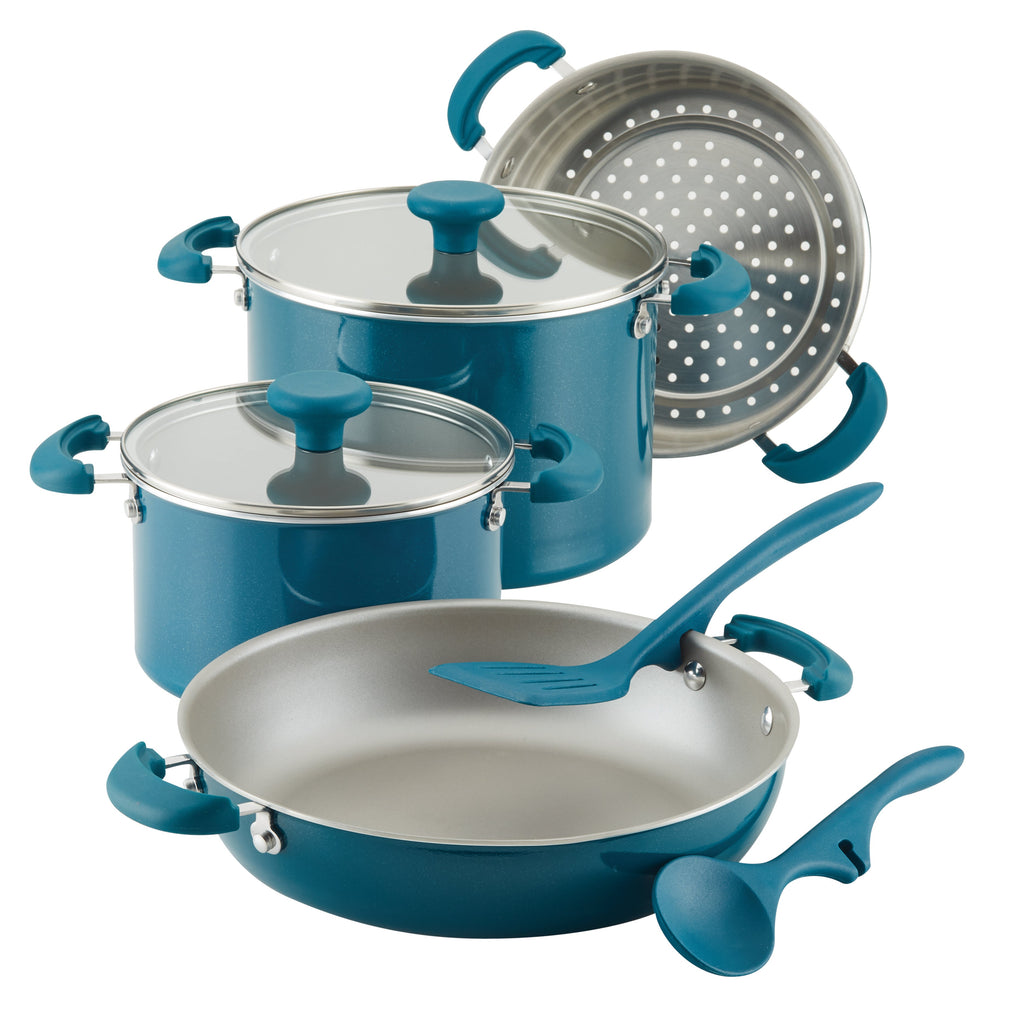 Rachael-Ray-Create-Delicious-8pc-Enameled-Aluminum-Stacking-Set-Teal-Shimmer