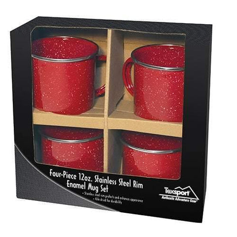 Texsport 4pc Stainless Steel Enamel Coffee Mug Set Red - Smart Neighbor