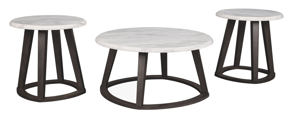 Luvoni - White/Dark Charcoal Gray - Occasional Table Set (3/CN)