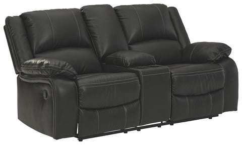 Calderwell - Black - DBL Rec Loveseat w/Console