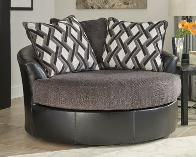 Ashley Furniture Kumasi Oversized Swivel Accent Chair Black/Gray