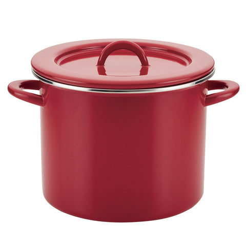 Rachael-Ray-Create-Delicious-12qt-Enamel-on-Steel-Stockpot-w/-Lid-Red