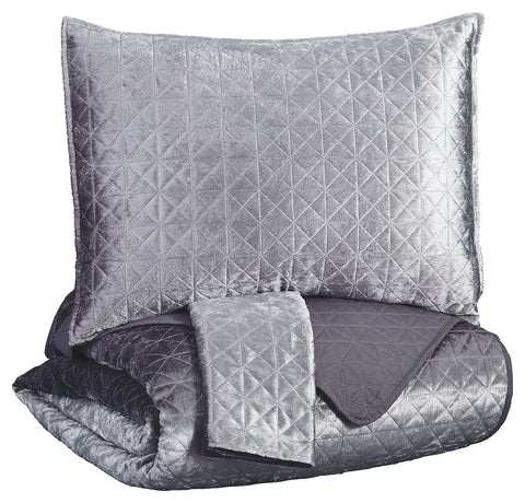 Maryam - Gray - Queen Coverlet Set