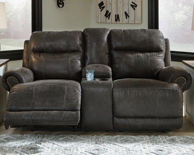 Ashley Furniture Grearview Power Reclining Loveseat with Console Brown/Beige