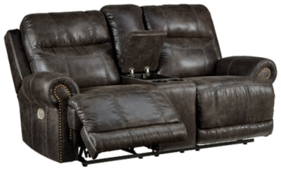 Ashley Furniture Grearview Power Reclining Loveseat with Console Brown/Beige
