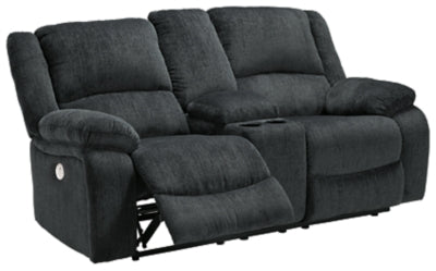 Ashley Furniture Draycoll Power Reclining Loveseat with Console Black/Gray