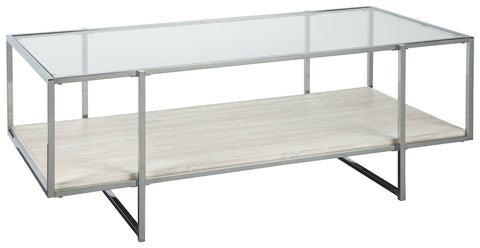Bodalli - Ivory/Chrome - Rectangular Cocktail Table