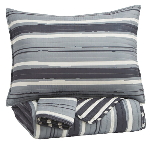 Merlin - Gray/Cream - Full Coverlet Set