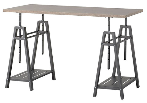 Irene - Grayish Brown/Gunmetal - Adjustable Height Desk
