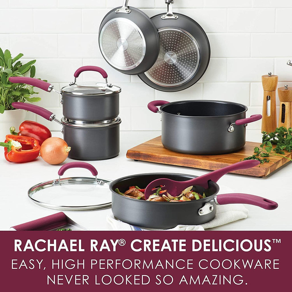 Rachael Ray Cook + Create Hard Anodized Nonstick Cookware Set 11-Piece  Black Cookware Set Non Stick Kitchen