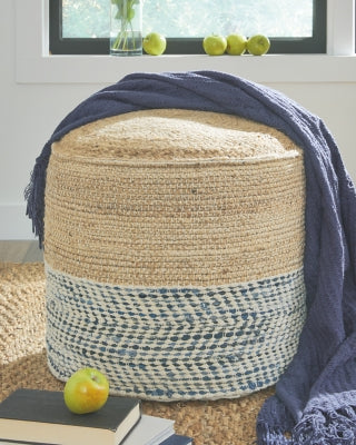 Ashley Furniture Matson Pouf White;Blue;Natural