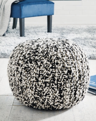 Ashley Furniture Latricia Pouf White;Black/Gray