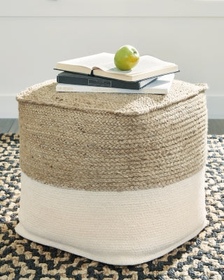 Ashley Furniture Sweed Valley Pouf White;Brown/Beige