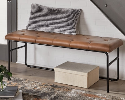 Ashley Furniture Donford Upholstered Accent Bench Black/Gray;Brown/Beige