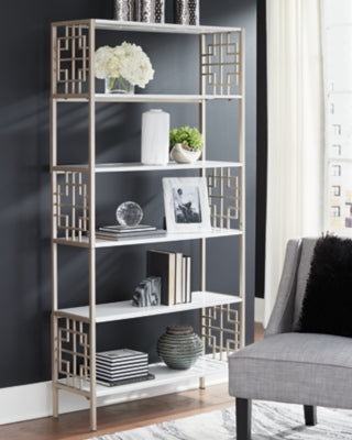 Ashley Furniture Glenstone Bookcase White;Metallic