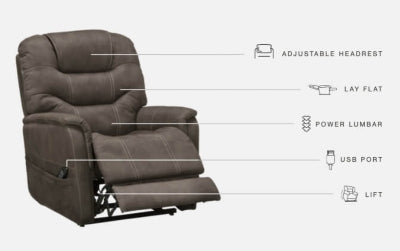 Ashley Furniture Ballister Power Lift Recliner Black/Gray