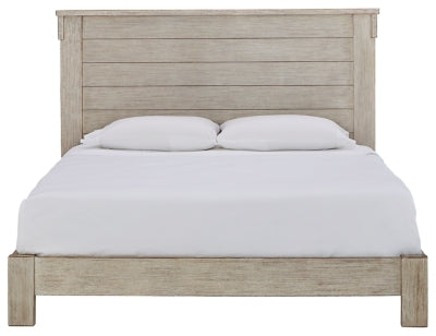 Ashley Furniture Hollentown King Panel Bed White;Brown/Beige